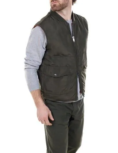 Schott NYC - Reversible Lightweight Quilted Down Filled Vest - Olive/Orange