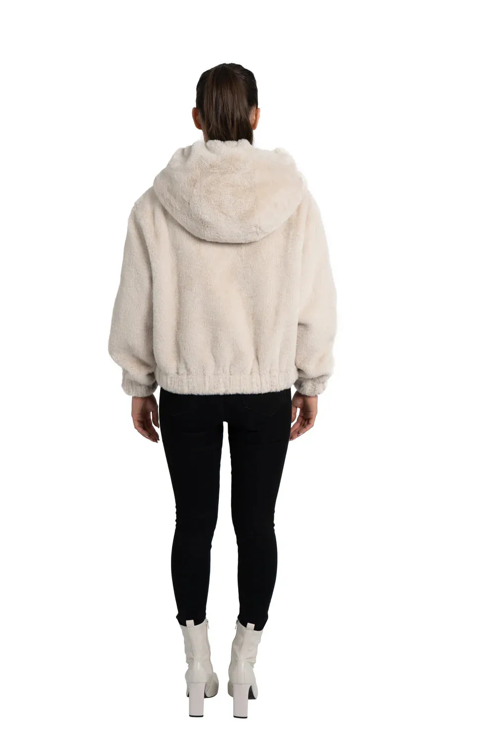 Sean Faux Fur Hooded Jacket - Ivory