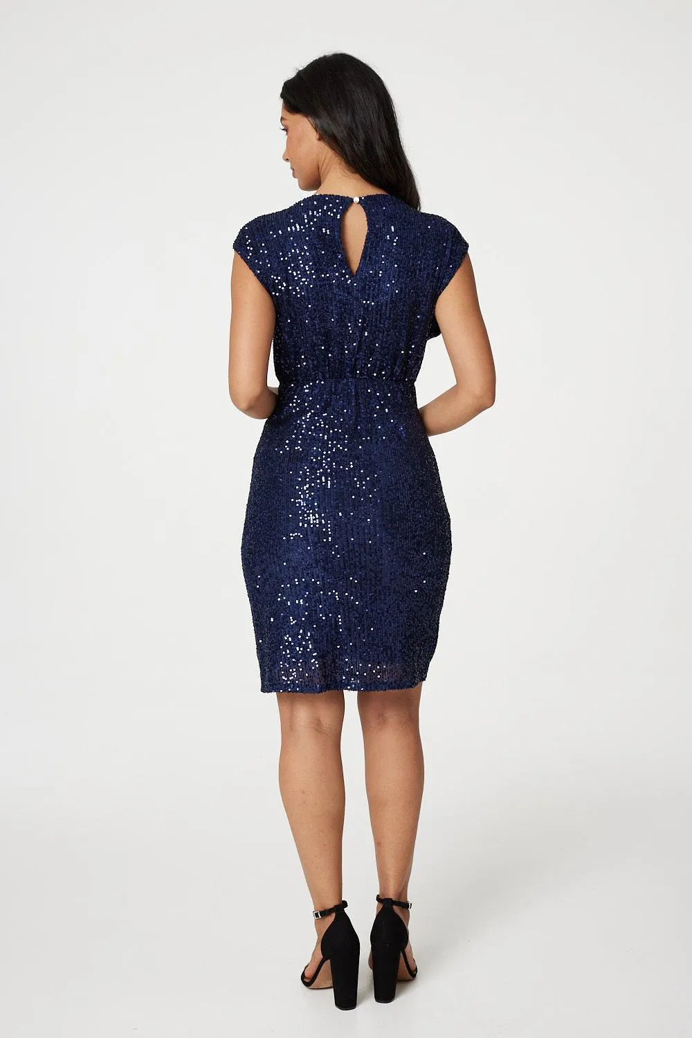 Sequin Cap Sleeve Short Dress