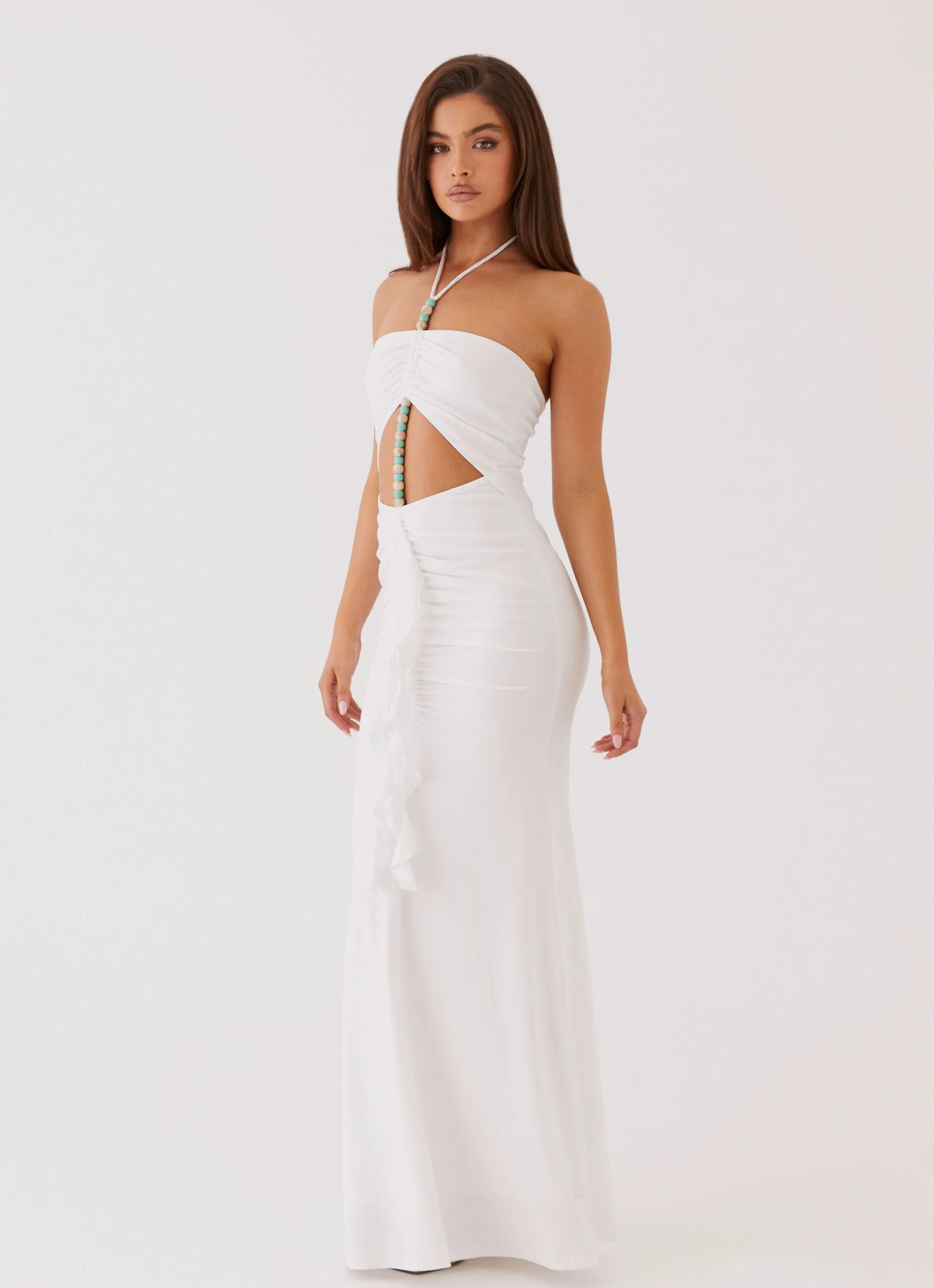 Serina Ruffle Maxi Dress - White