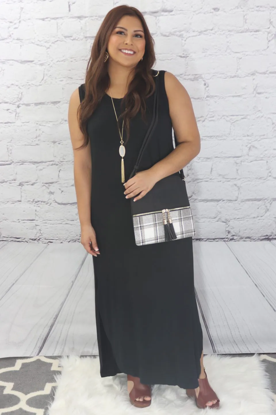 Solid Maxi Dress With Side Slits