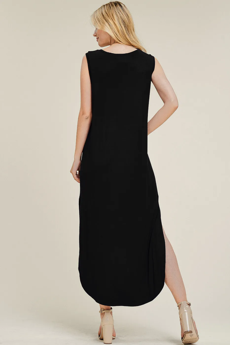 Solid Maxi Dress With Side Slits