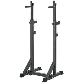 SPORTNOW Heavy Duty Barbell Squat Rack with Dip Station, Adjustable and Multifunctional Weight Power Stand for Home Gym