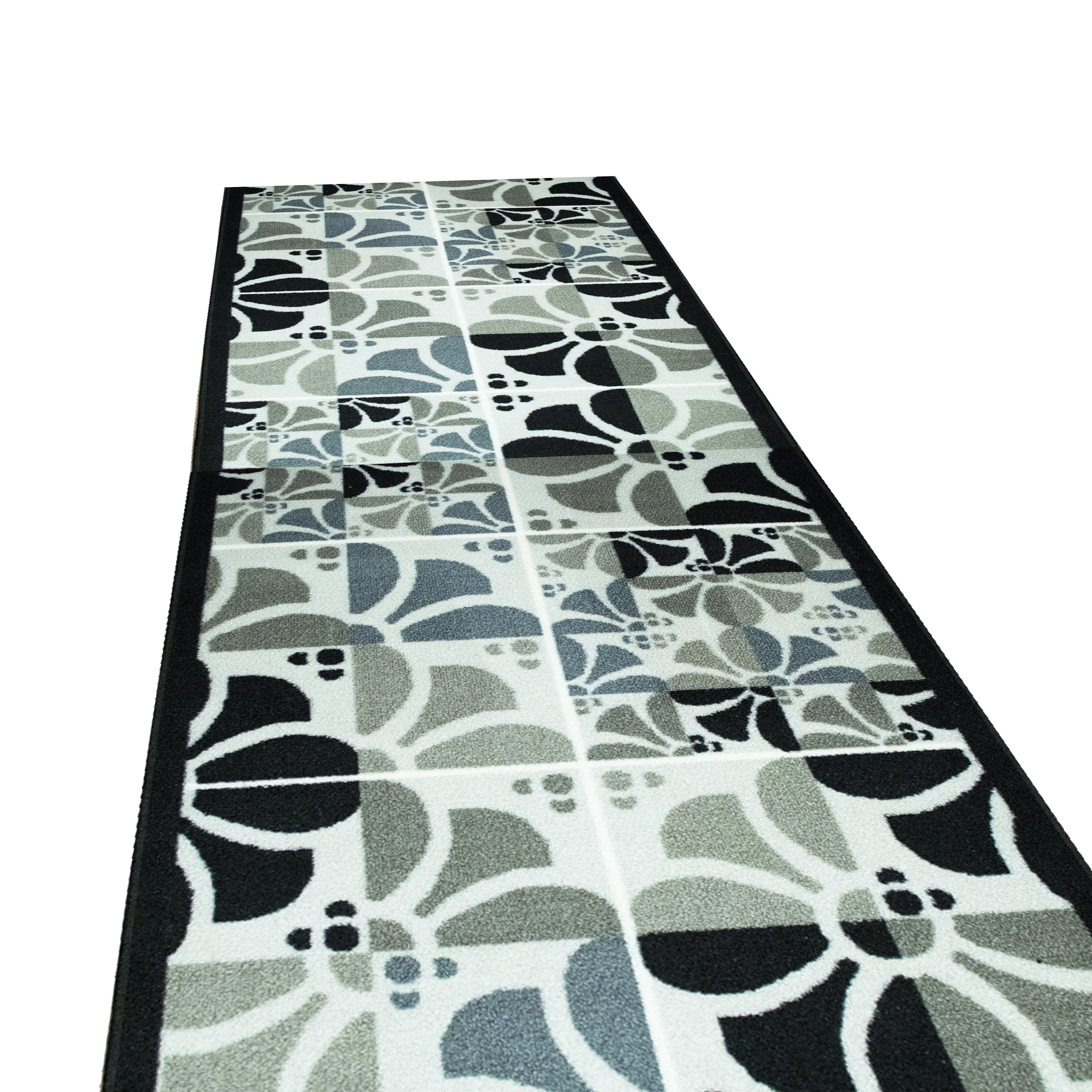 Stair Runner Hard Wearing Non-Slip Mat - Daisy Grey