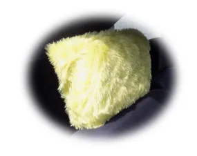 Sunshine yellow faux fur fuzzy car headrest covers