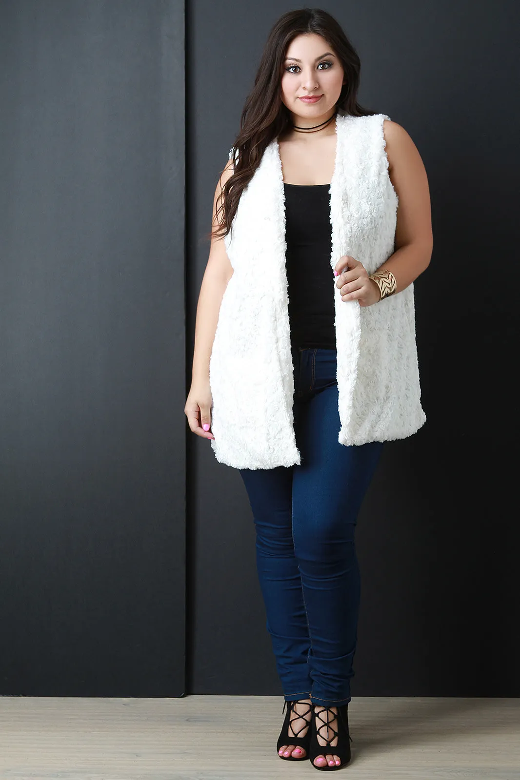 Swirled Faux Fur Vest