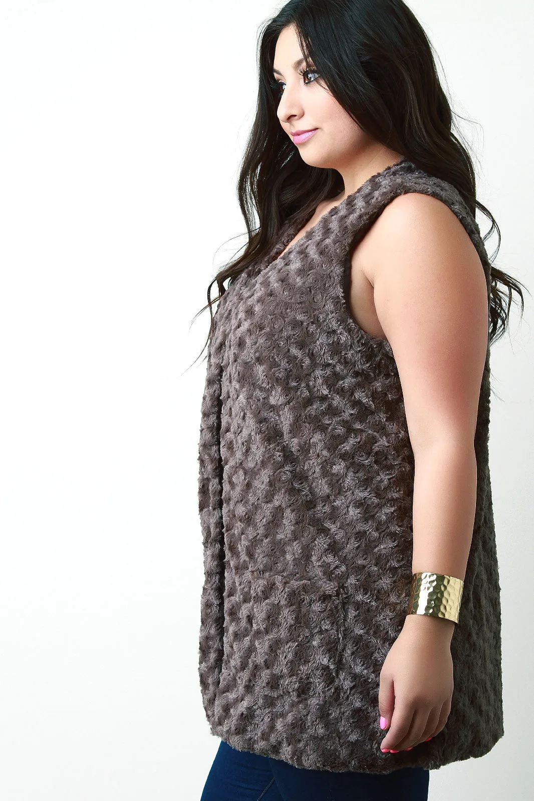 Swirled Faux Fur Vest