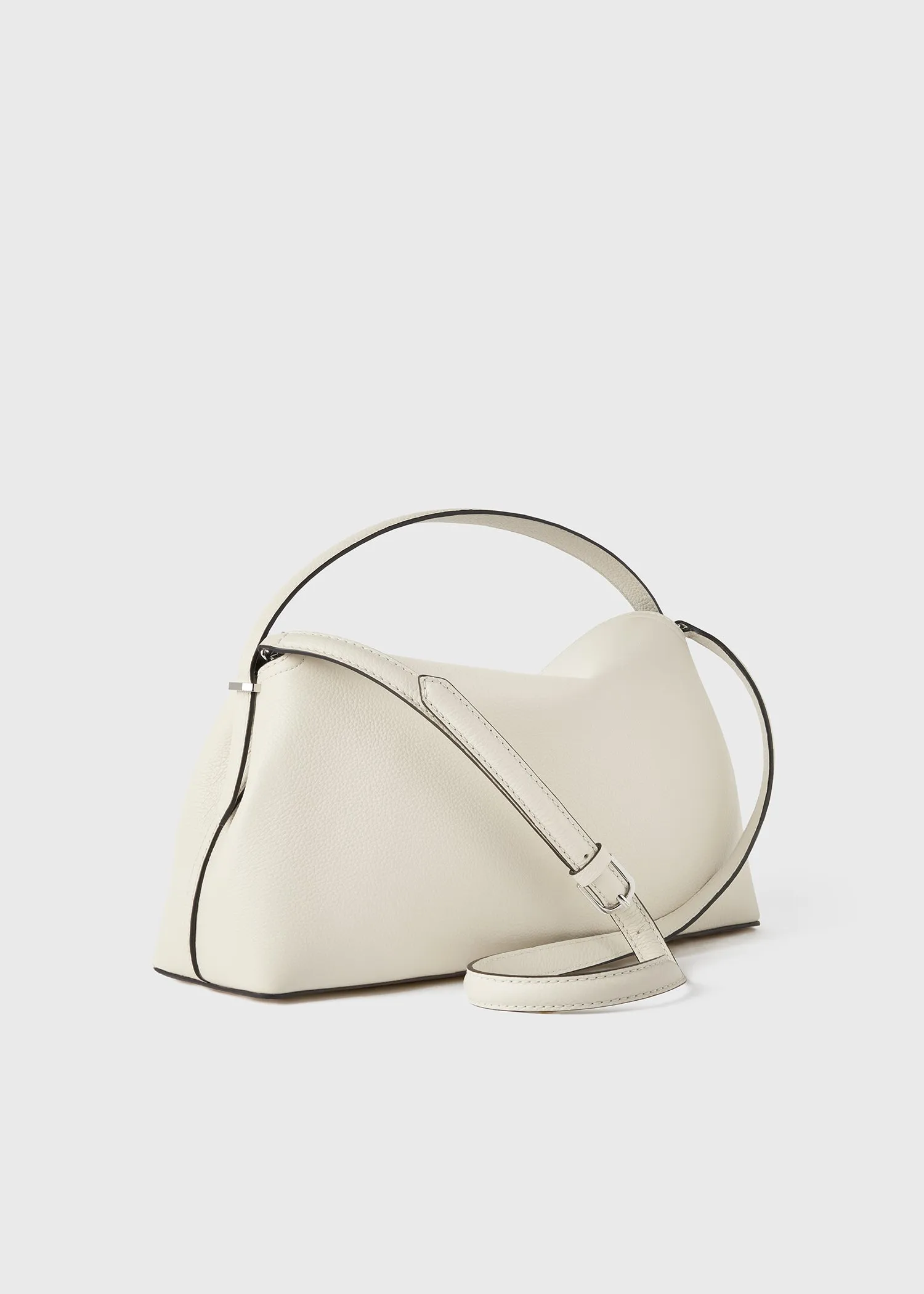 T-Lock grained-leather top handle milk