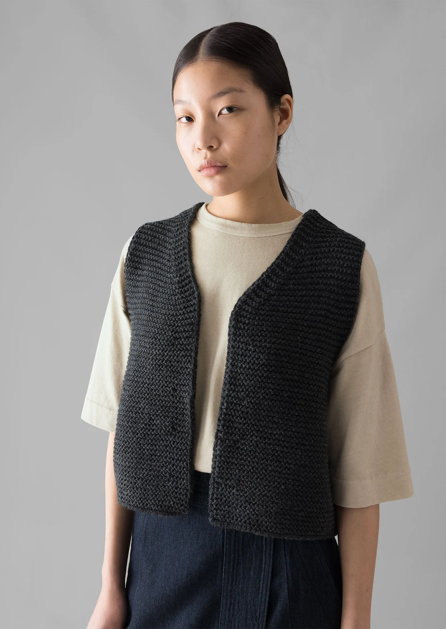 Textured Knit Gilet | Charcoal