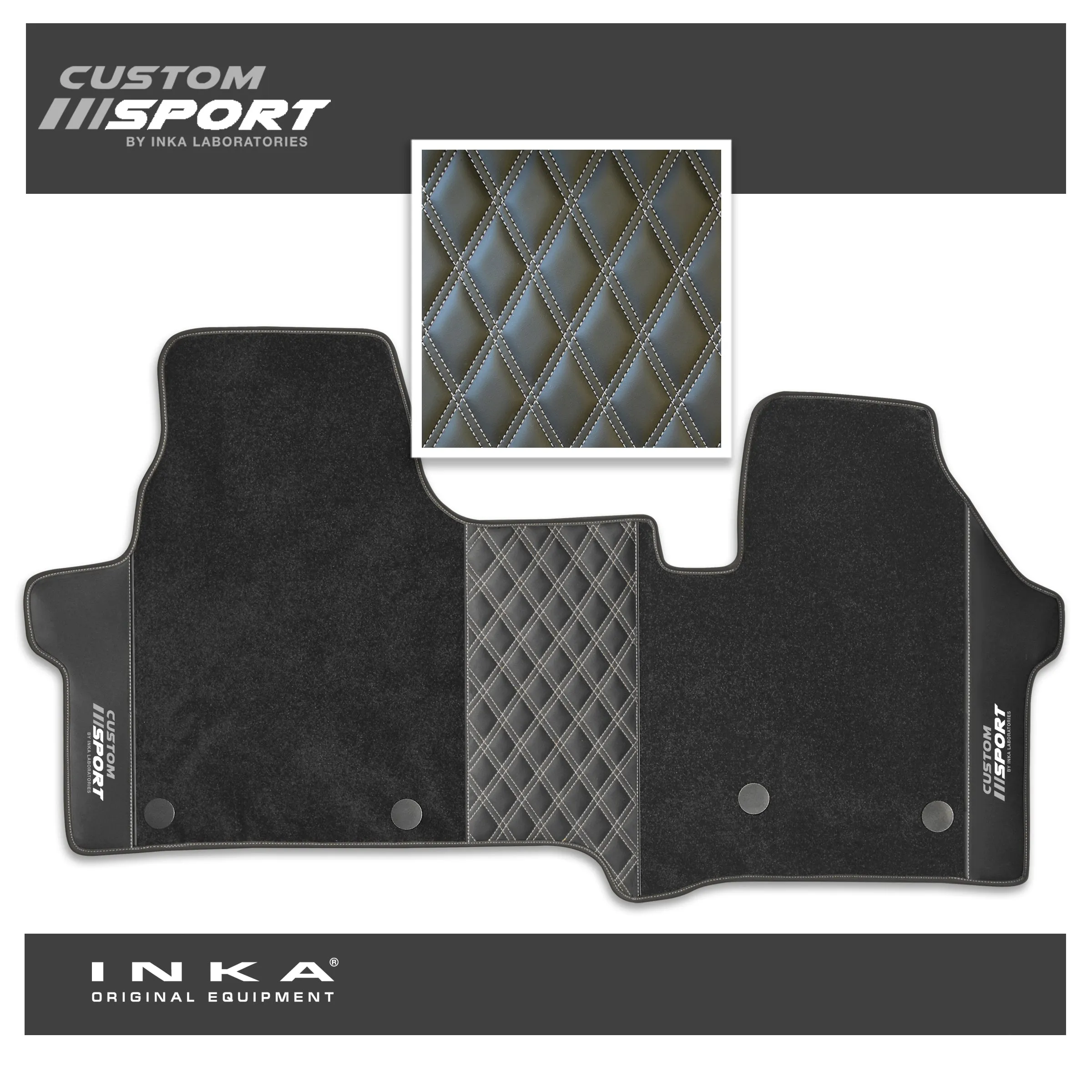 The All New Ford Transit Custom INKA Custom Sport Bentley Leatherette Front Tailored Carpet Floor Mat Black MY24 Onwards