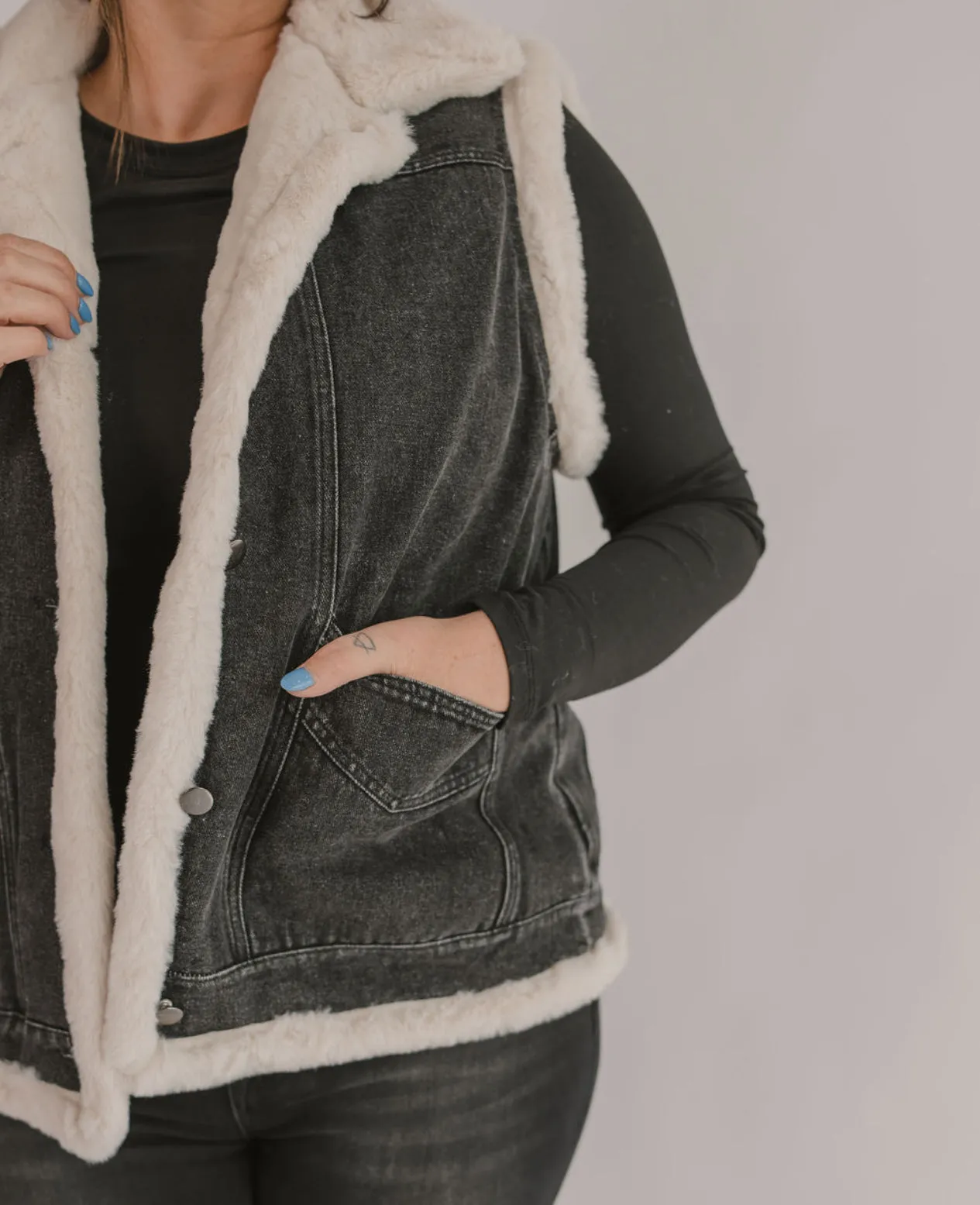 The Fur Lined Denim Vest