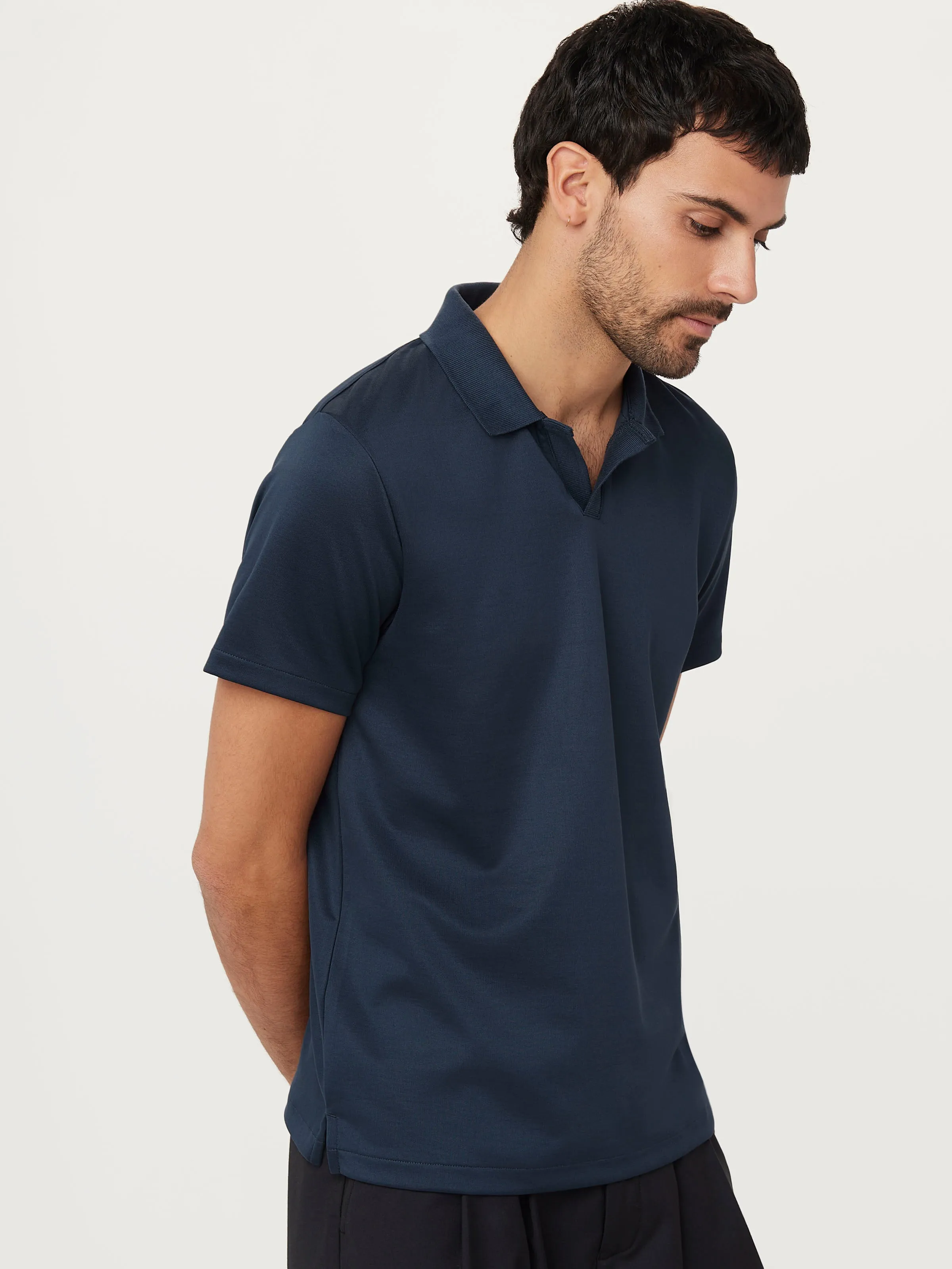 The Johnny Collar Polo in Midnight Blue