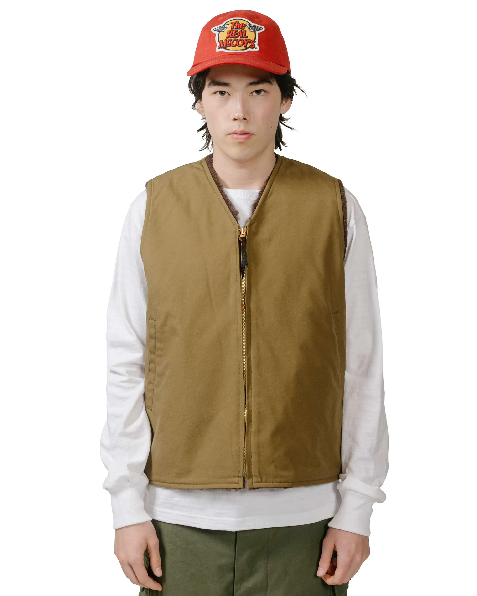 The Real McCoy's MJ23107 USN Alpaca Vest Khaki