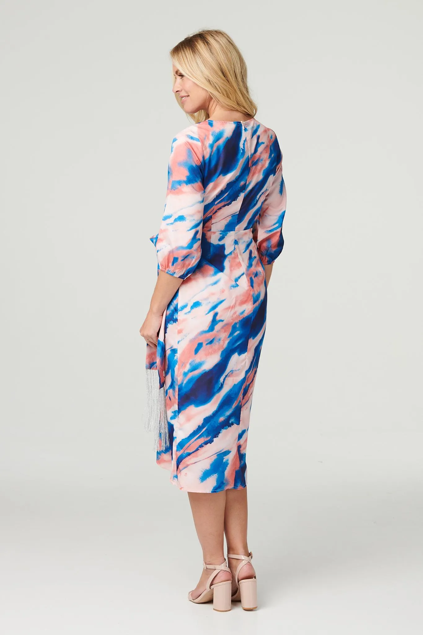 Tie Dye Tie Side Midi Dress