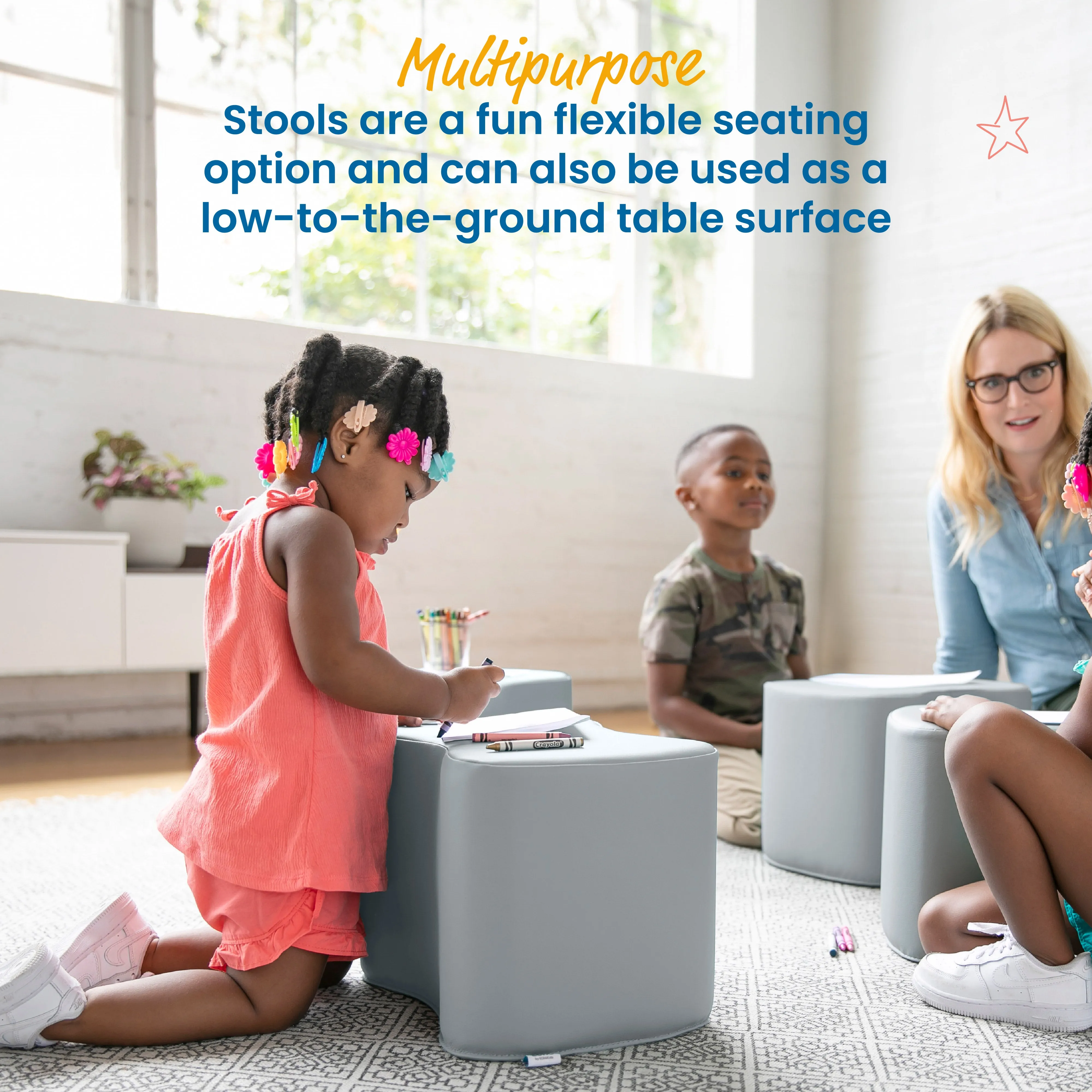 Toddler Modular Stool Set, Flexible Seating, 2-Pack