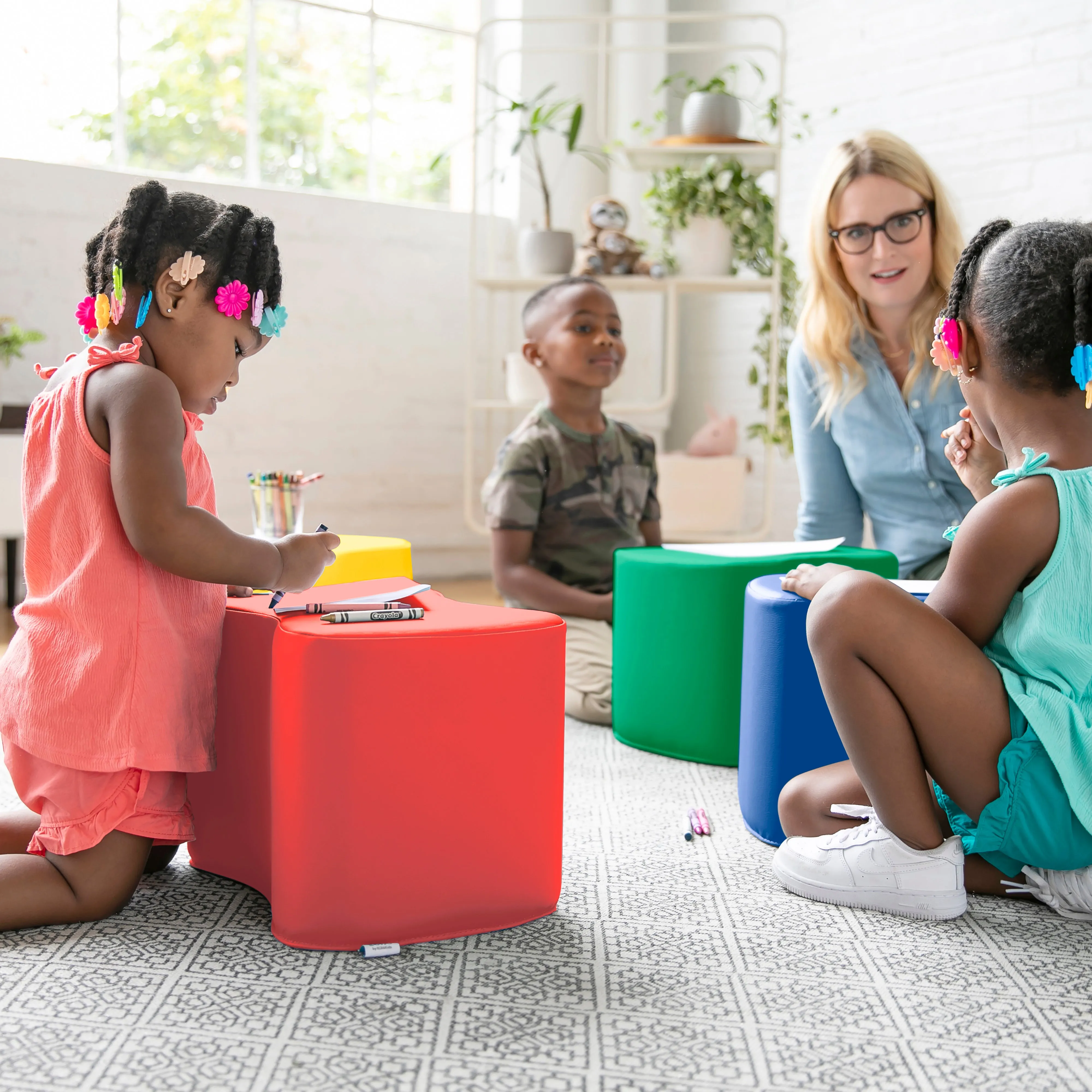 Toddler Modular Stool Set, Flexible Seating, 4-Piece