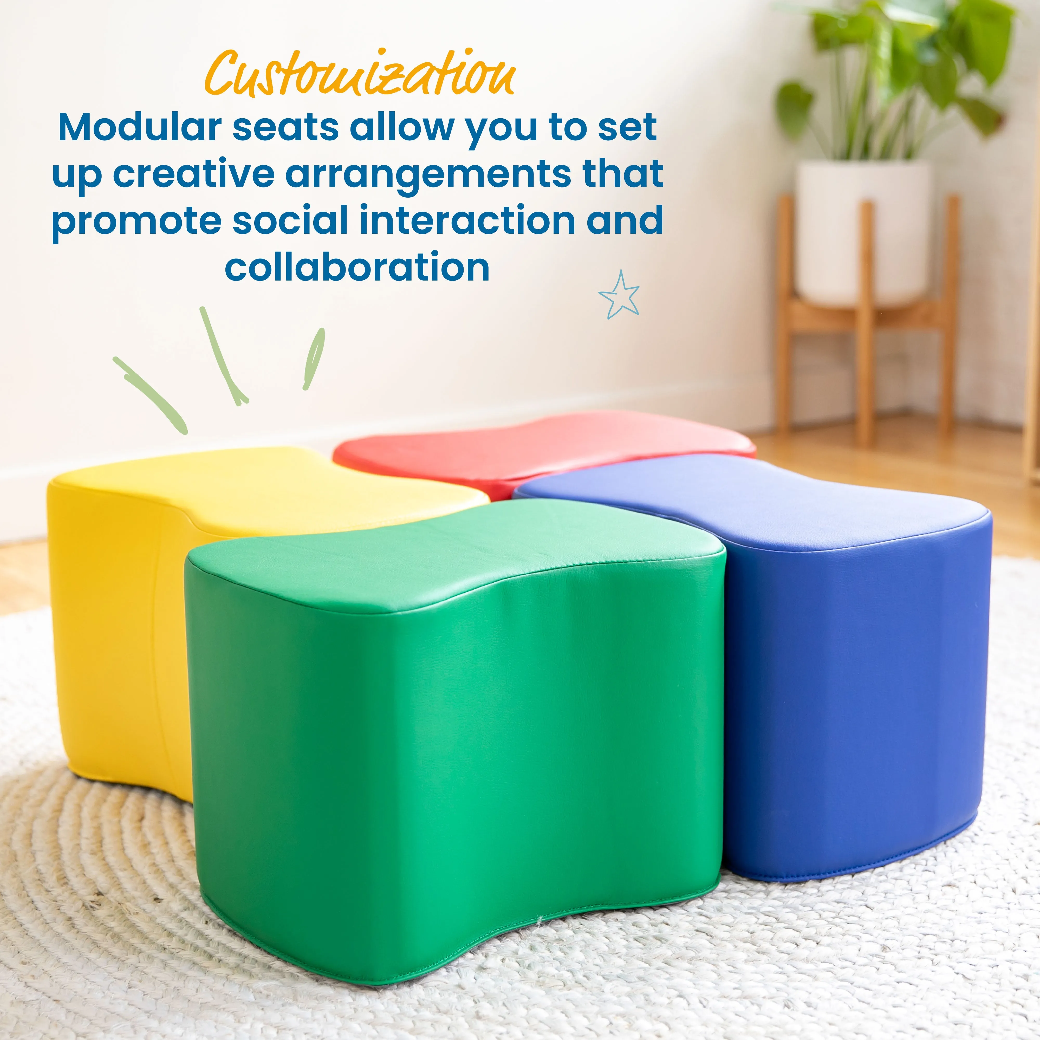 Toddler Modular Stool Set, Flexible Seating, 4-Piece