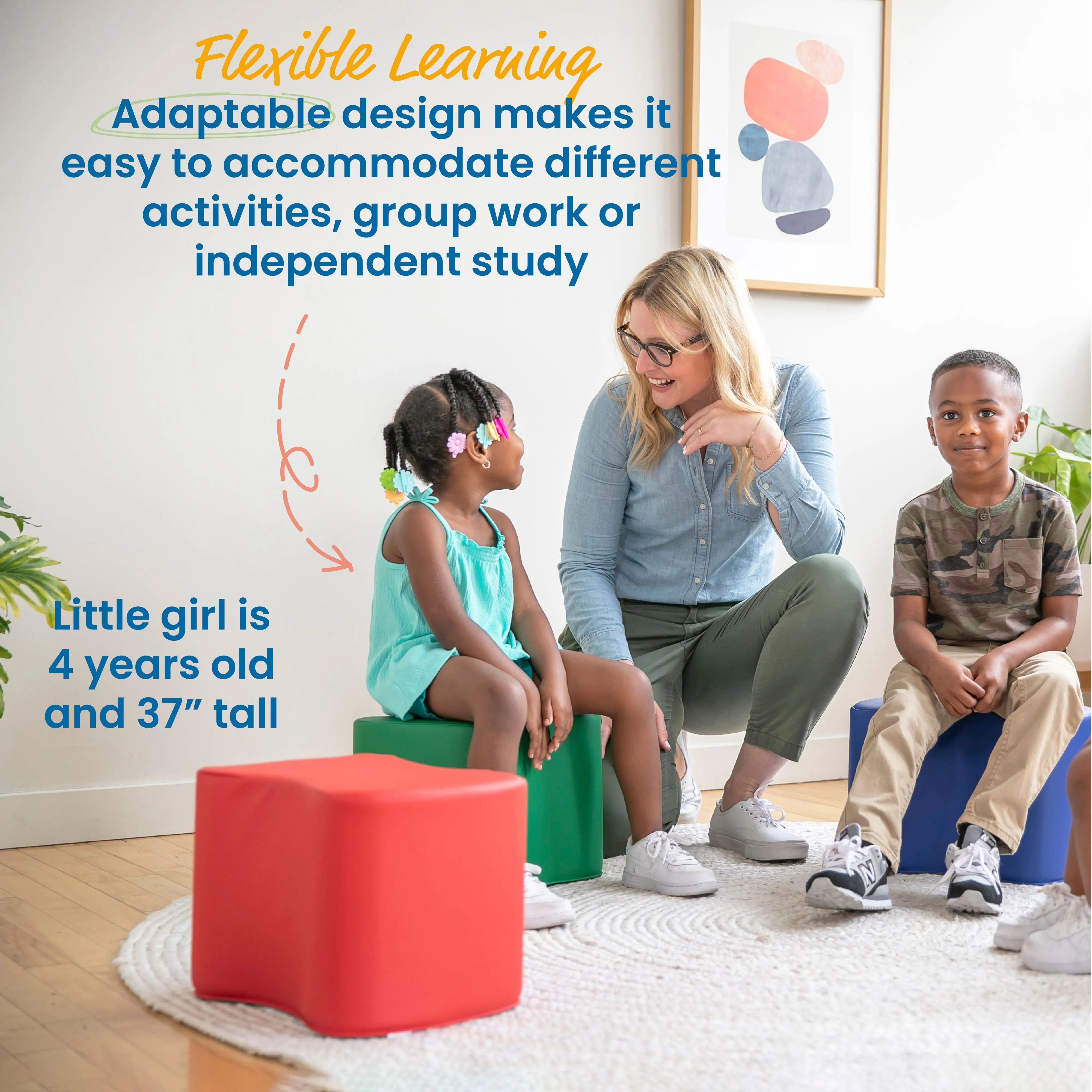 Toddler Modular Stool Set, Flexible Seating, 4-Piece