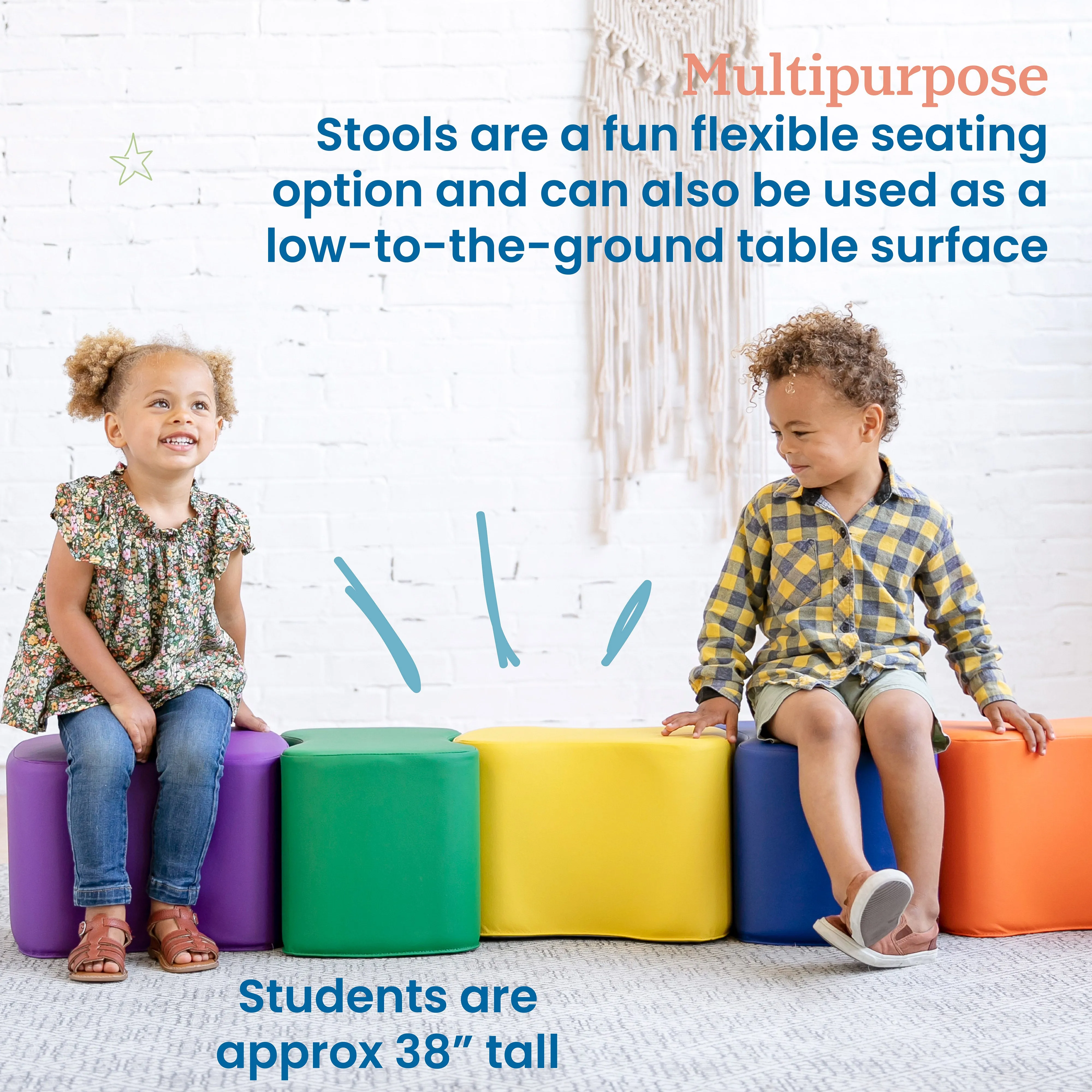 Toddler Modular Stool Set, Flexible Seating, 6-Piece