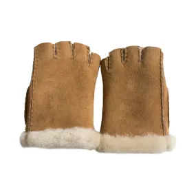 UGG Fingerless Shearling Chestnut Gloves - Women's