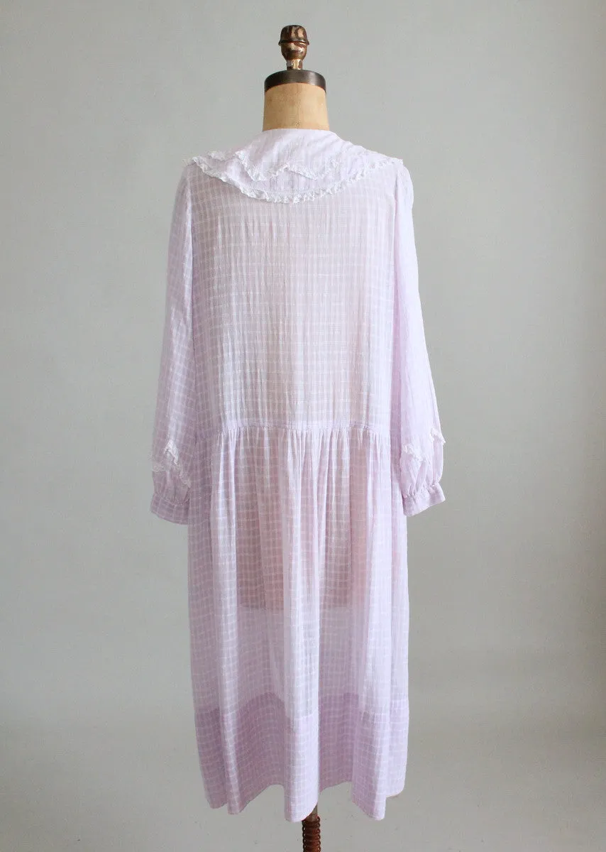 Vintage 1920s Lavender Cotton Organdy Day Dress