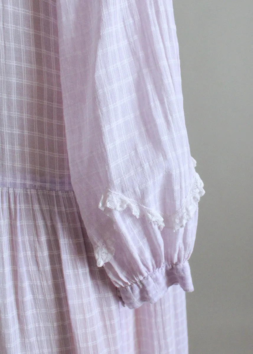 Vintage 1920s Lavender Cotton Organdy Day Dress