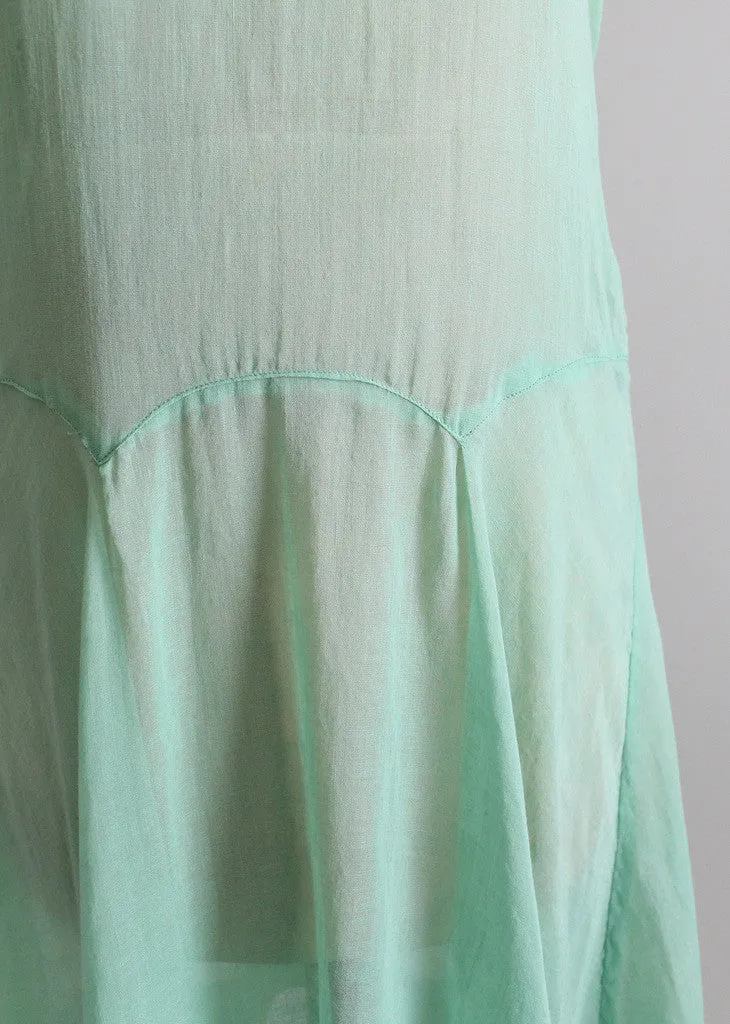 Vintage 1920s Mint Green Cotton Day Dress