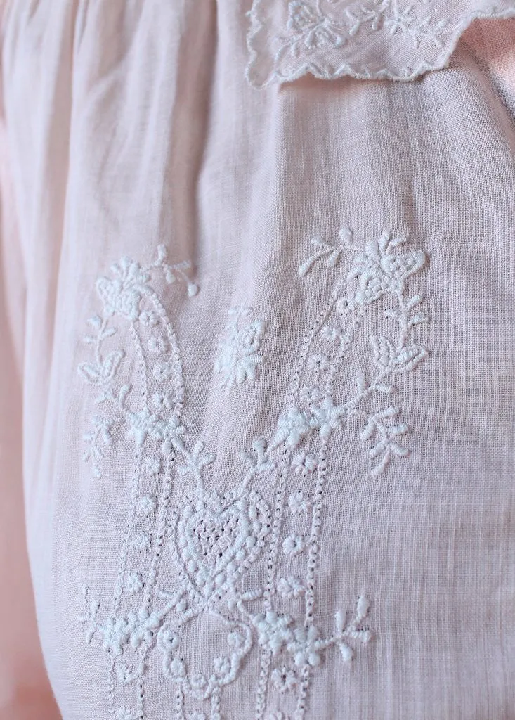 Vintage 1930s Embroidered Cotton Summer Day Dress