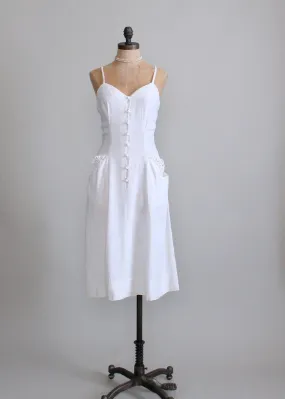 Vintage 1940s Simple White Sundress