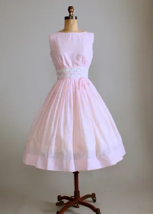 Vintage Early 1960s Flower Waist Pink Day Dress