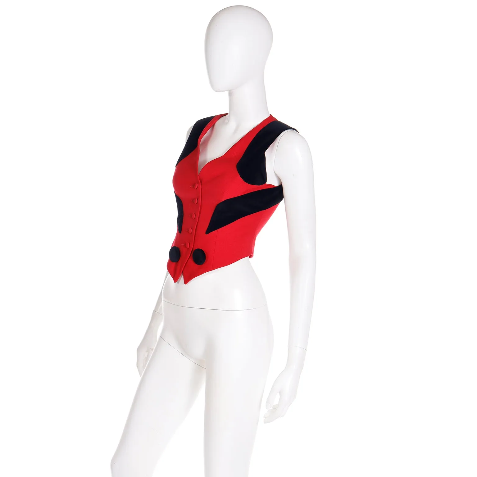 Vintage Franco Moschino Red & Black Question Mark Vest Sleeveless Top