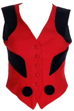 Vintage Franco Moschino Red & Black Question Mark Vest Sleeveless Top