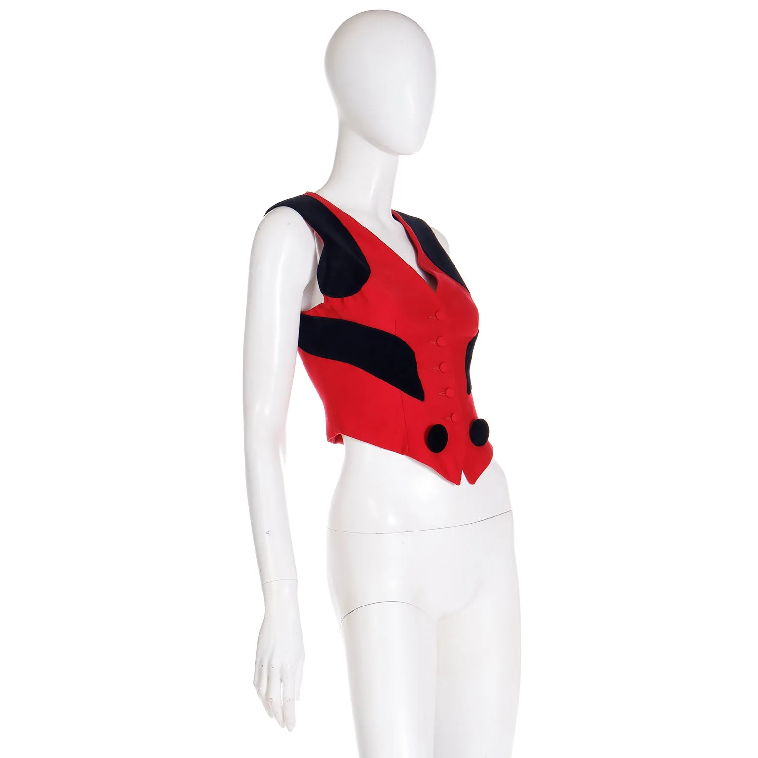 Vintage Franco Moschino Red & Black Question Mark Vest Sleeveless Top