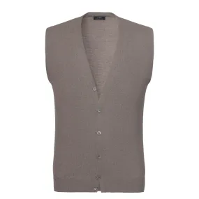 Virgin Wool Gilet in Sandy Greige Melange