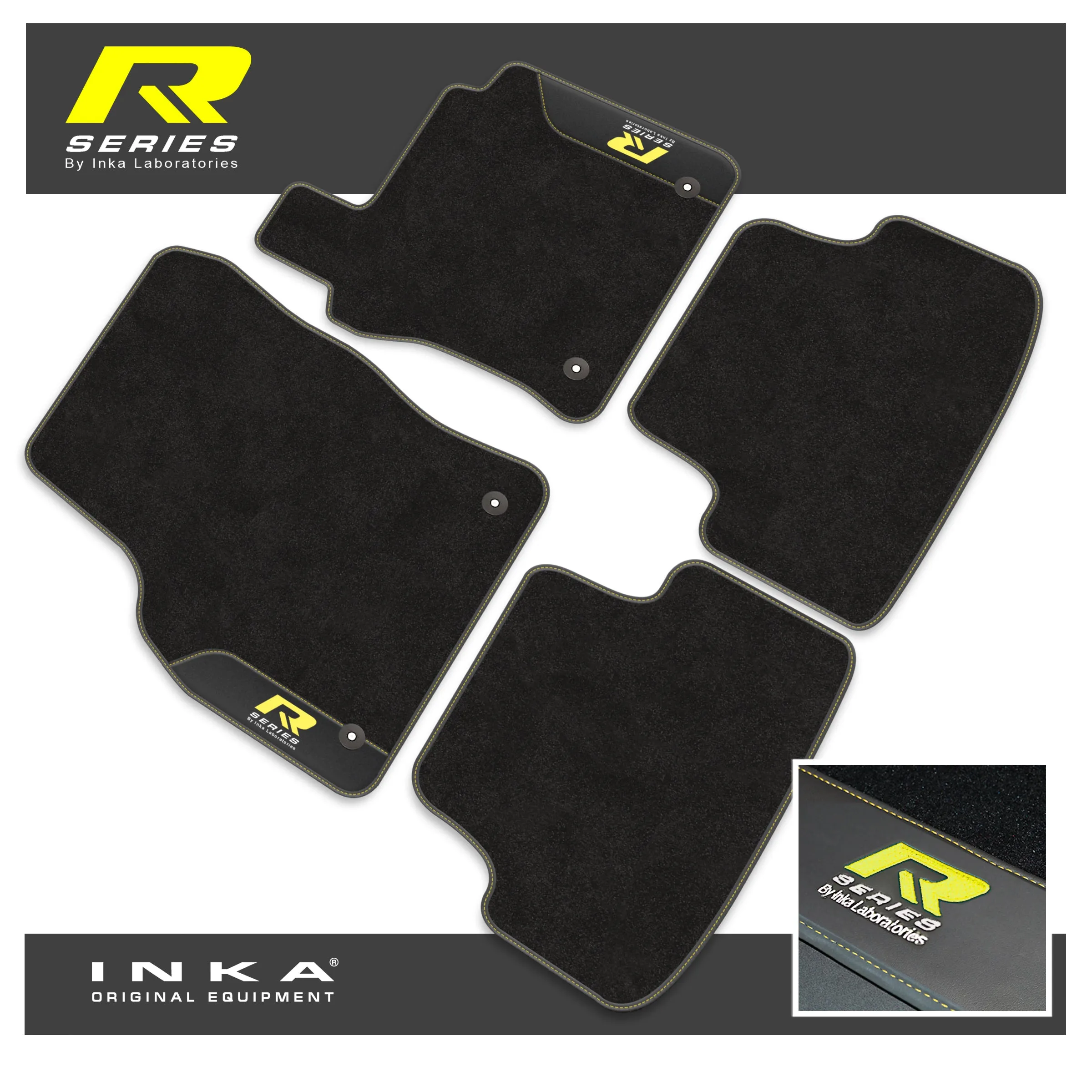 VW Golf MK7 Car Mats (Front & Rear Set) with Premium Carpet & OEM Leatherette,  Fits MY13 to MY19