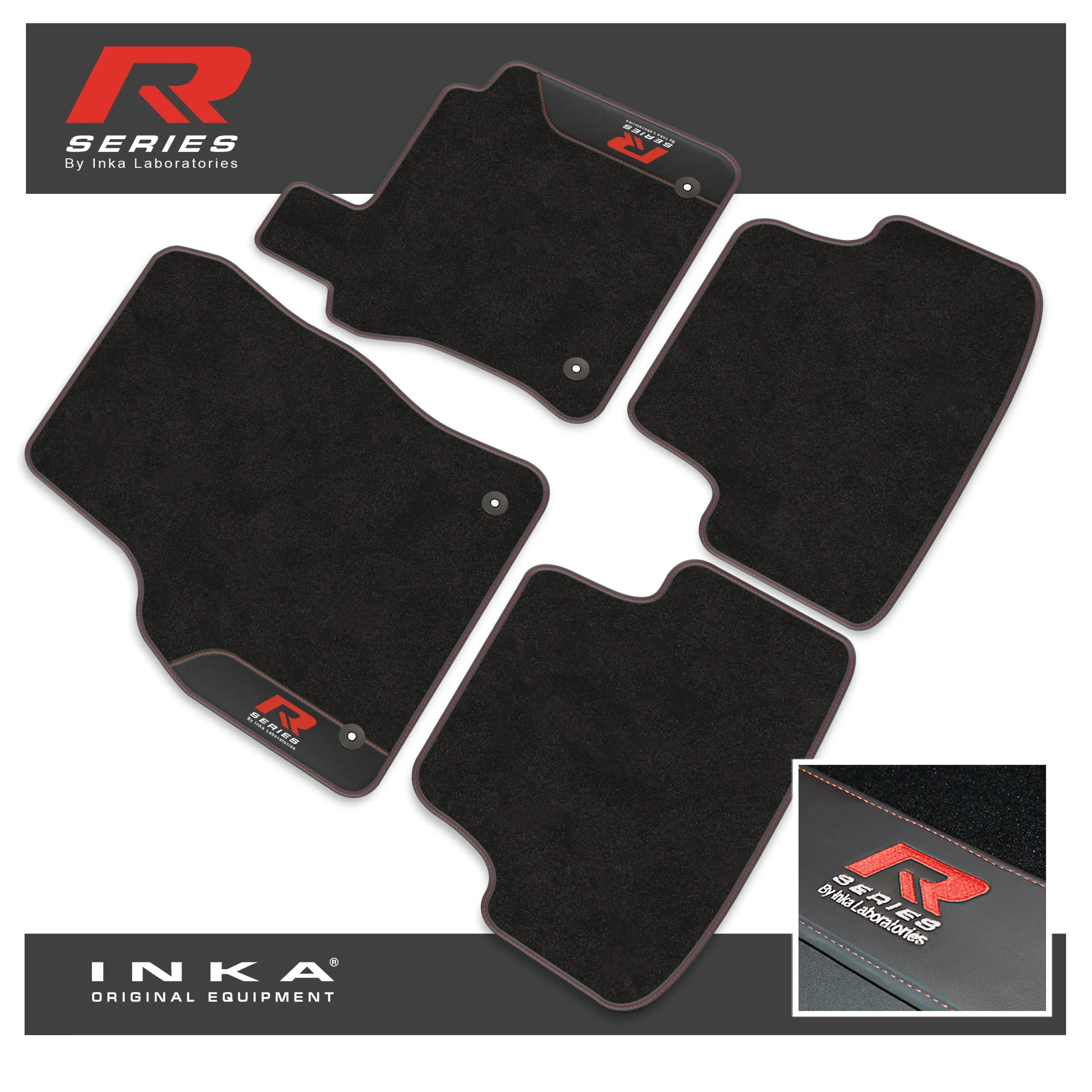 VW Golf MK7 Car Mats (Front & Rear Set) with Premium Carpet & OEM Leatherette,  Fits MY13 to MY19