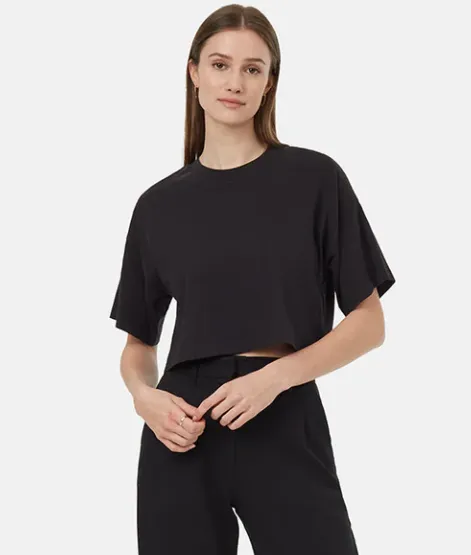 W Cotton Oversized Crop T-Shir