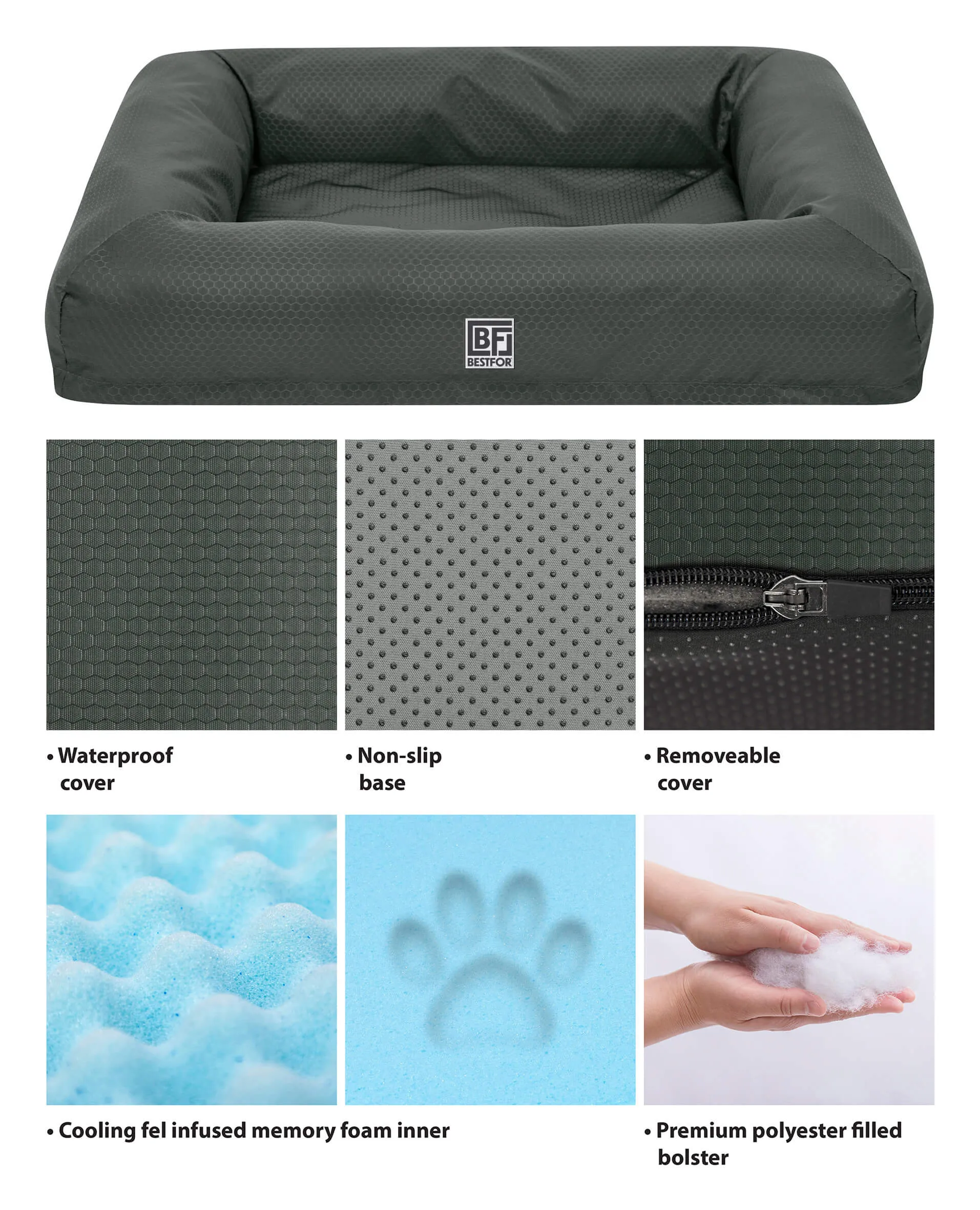 Waterproof Dog Bed with Cooling Gel Infused Memory Foam