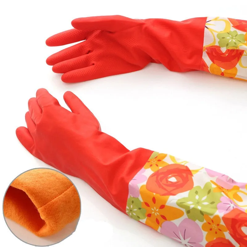 Waterproof Household  Dishwashing Glove Water Dust Stop Cleaning Rubber Glove