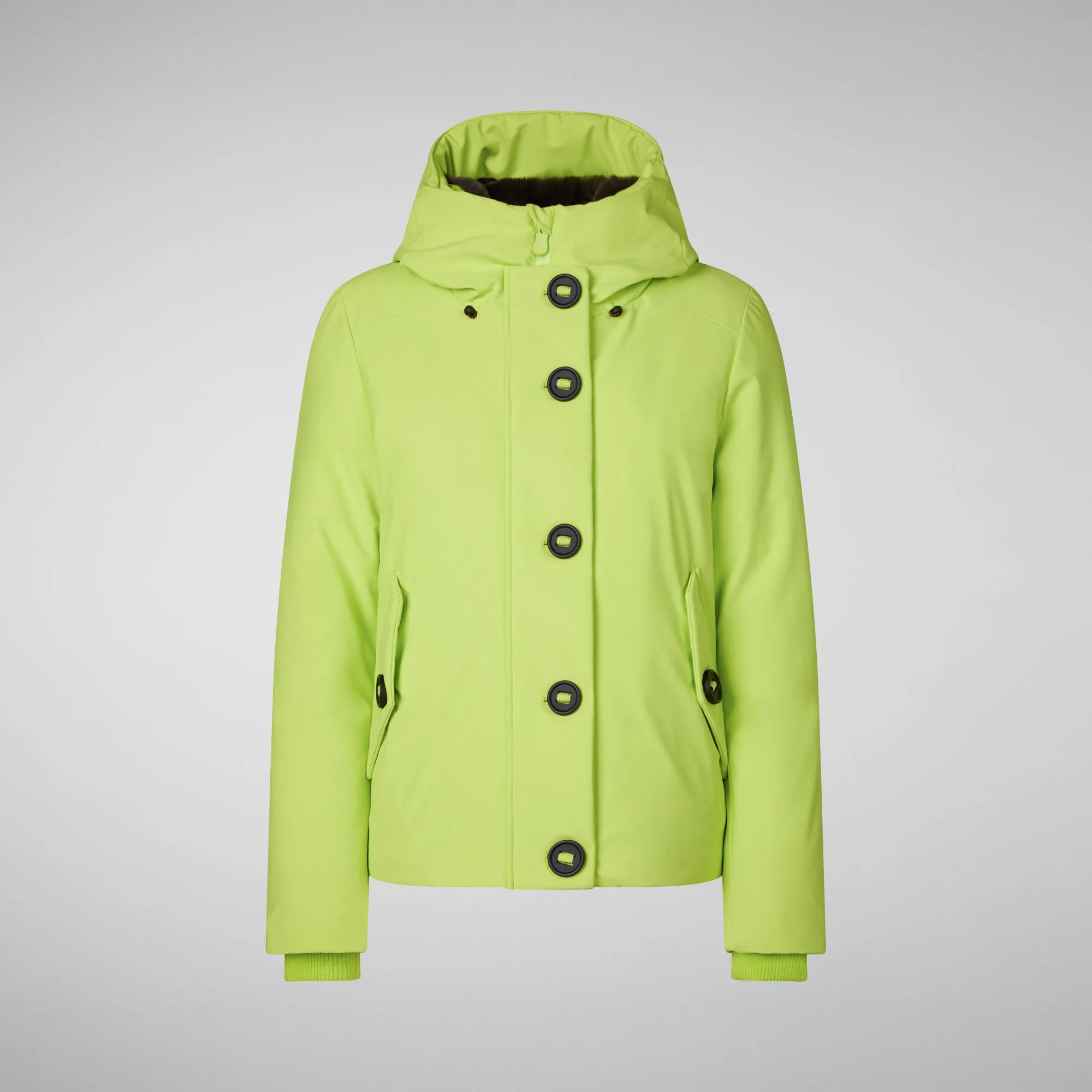 Woman's hooded parka Shanon in lichen green