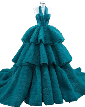 Women Classic Teal Blue formal Dress