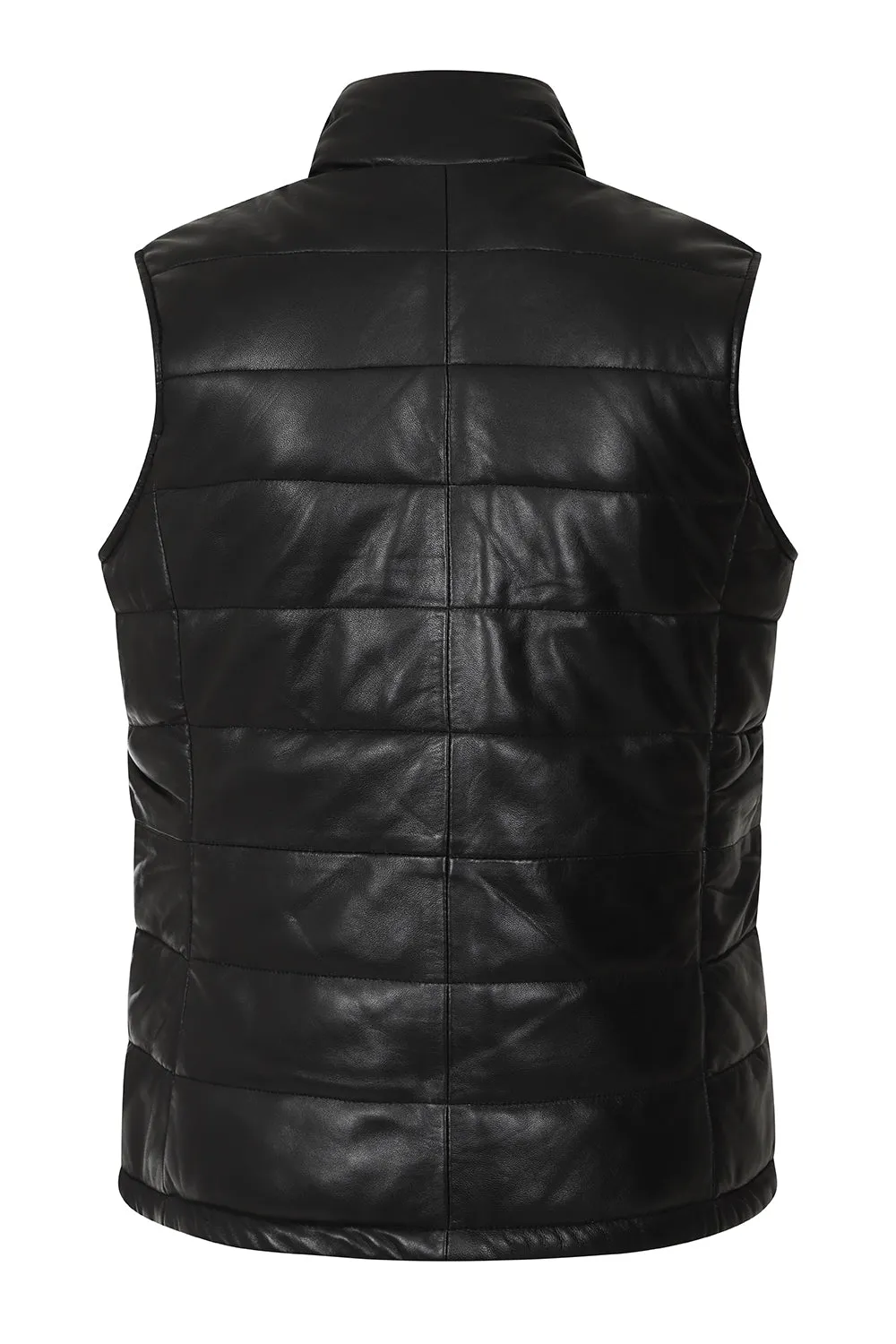 Women's Black Quilted Leather Gilet - SAMANTHA