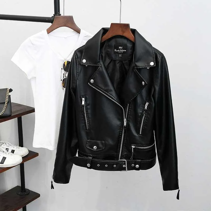 Womens Motorcycle Style Black Faux Leather Moto Jacket