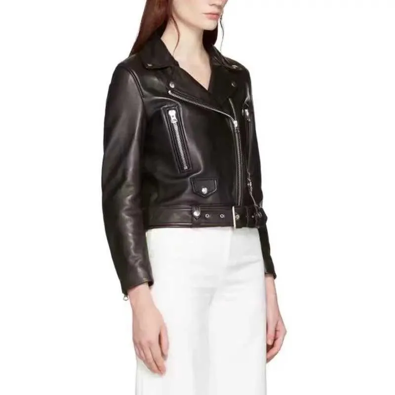 Womens Motorcycle Style Black Faux Leather Moto Jacket