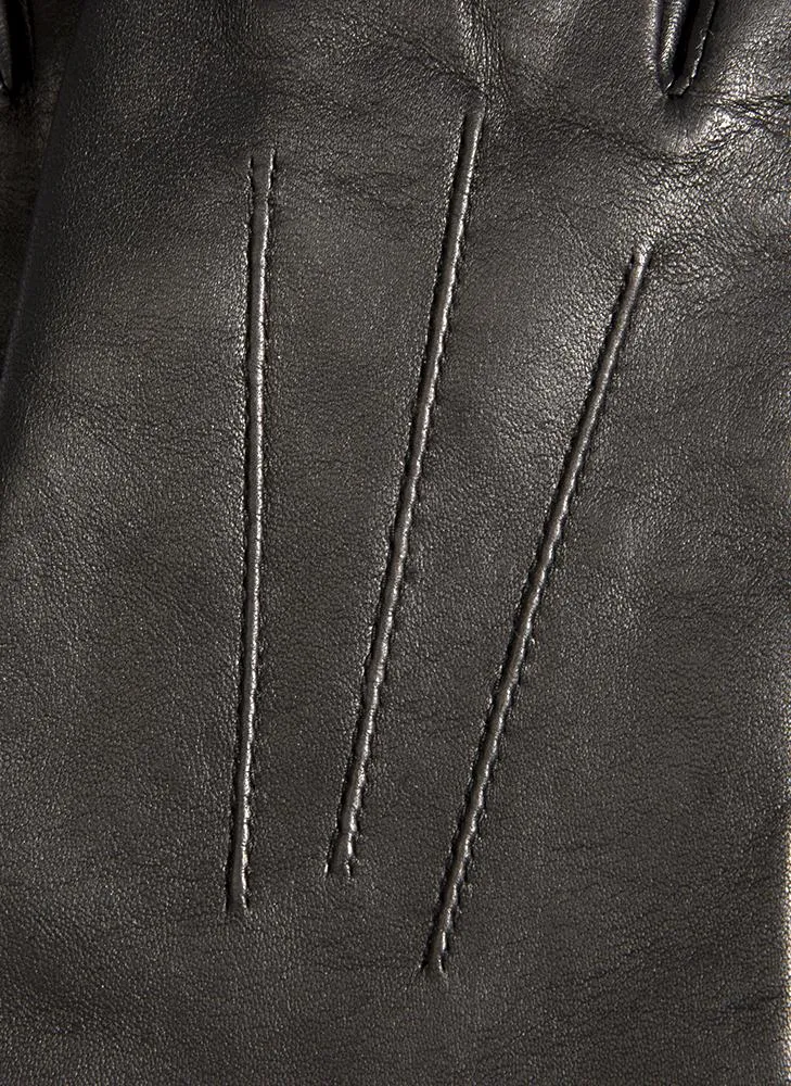 Women's Three-Point Cashmere-Lined Shorter Finger Leather Gloves