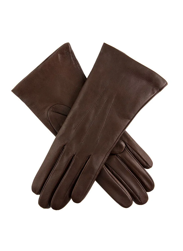 Women's Three-Point Cashmere-Lined Shorter Finger Leather Gloves