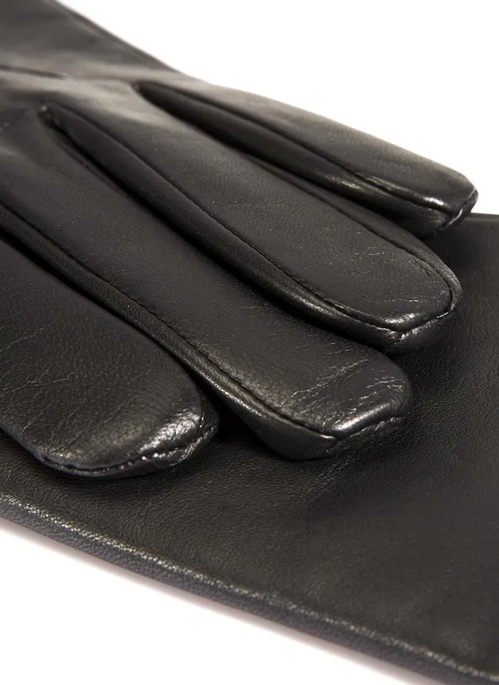 Women's Three-Point Cashmere-Lined Shorter Finger Leather Gloves