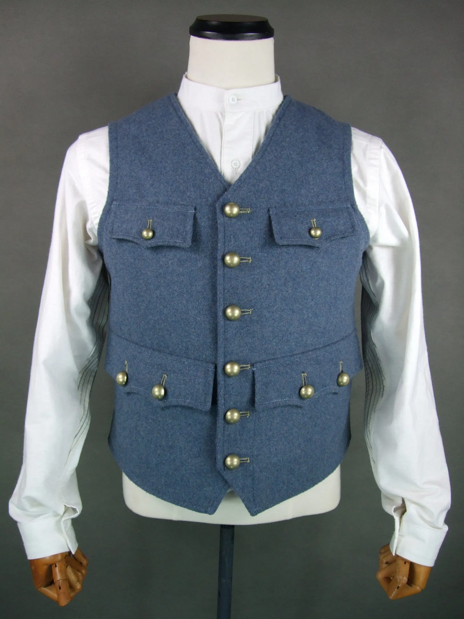 WW1 French Army Bleu Horizon Blue Wool Waistcoat Officer Gilet