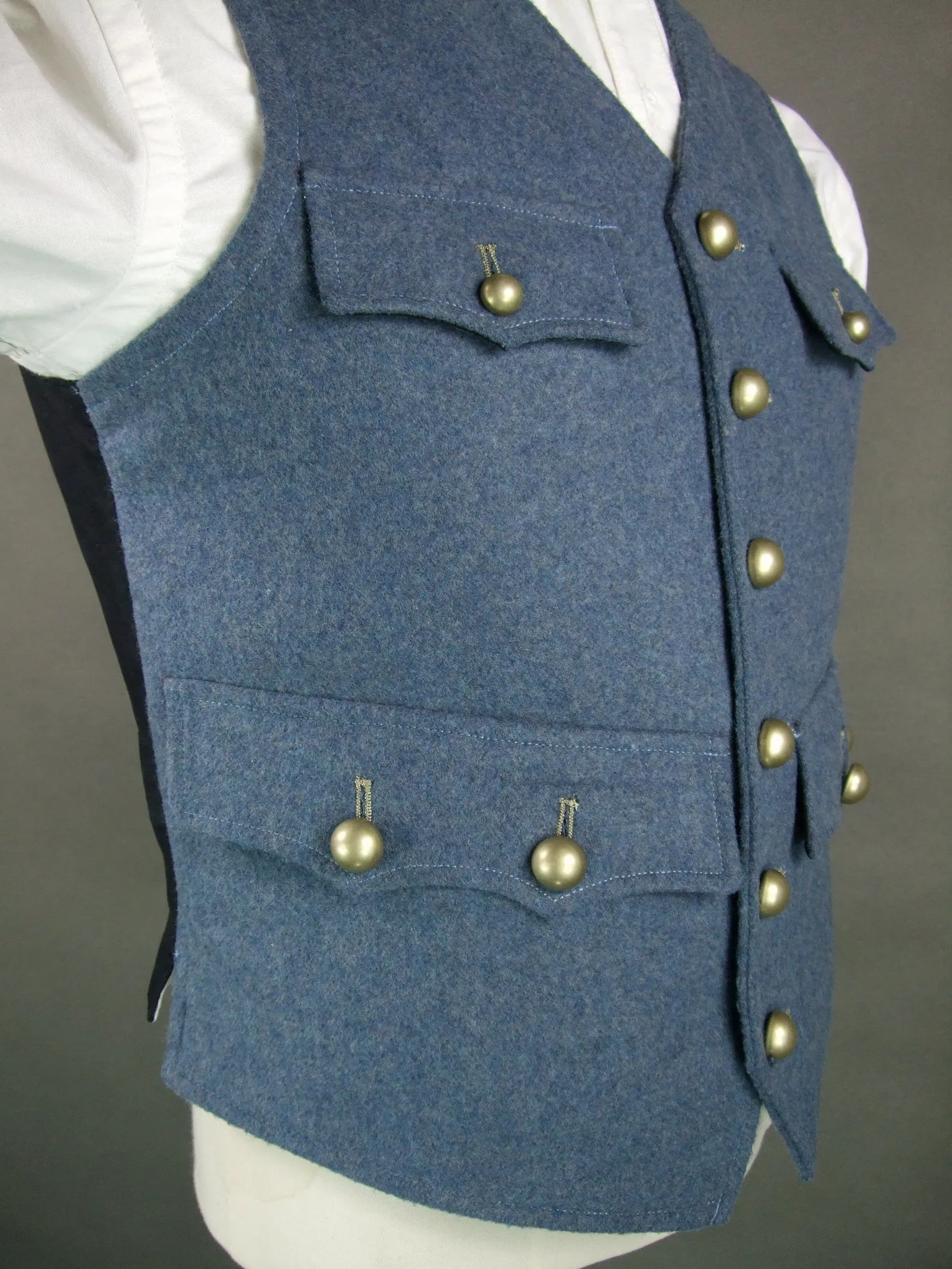 WW1 French Army Bleu Horizon Blue Wool Waistcoat Officer Gilet