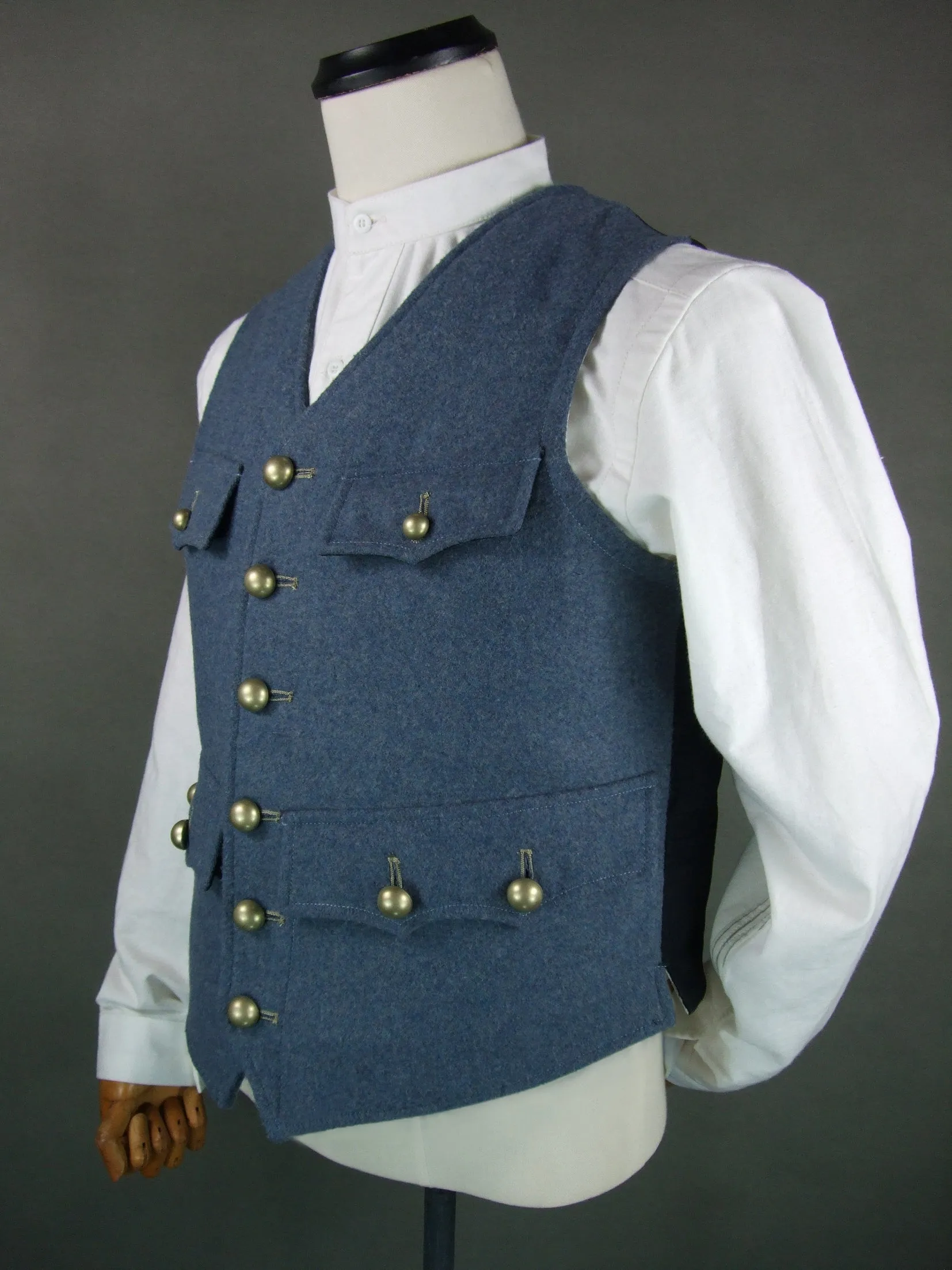 WW1 French Army Bleu Horizon Blue Wool Waistcoat Officer Gilet